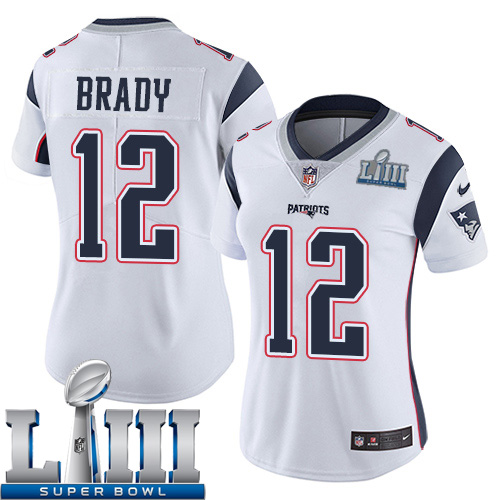 Women New England Patriots #12 Brady white Nike Vapor Untouchable Limited 2019 Super Bowl LIII NFL Jerseys